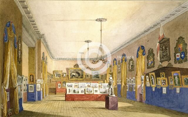 An Exhibition at the Old Town Hall, Oxford, 1854. Artist: George Pyne.