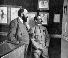 An exhibition of art by French soldiers fighting in Champagne, France, World War, 1915