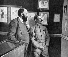 An exhibition of art by French soldiers fighting in Champagne, France, World War, 1915