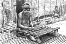 'An Exploring Expedition in Unknown Tonquin; A Benong Girl Weaving 1890. Creator: Unknown