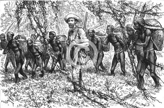 ''An Exploring Expedition in Unknown Tonquin; The Expedition on the March to the Donnai River', 1890 Creator: Unknown.