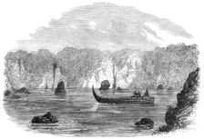 An Exploring Party on the West Coast of New Zealand: floating down the River Teramakau, 1865. Creator: Unknown