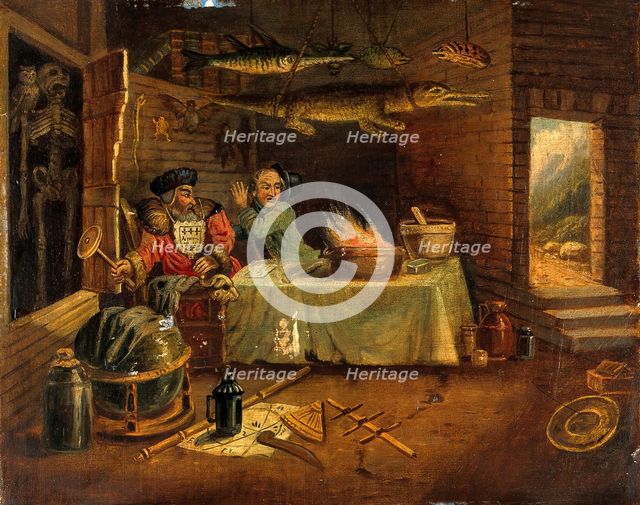 An explosion in a laboratory. Creator: Hogarth, William, 1697-1764 (After).