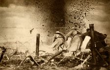 An H.E. shell exploding First World War, 1914-1918, (1933). Creator: Unknown
