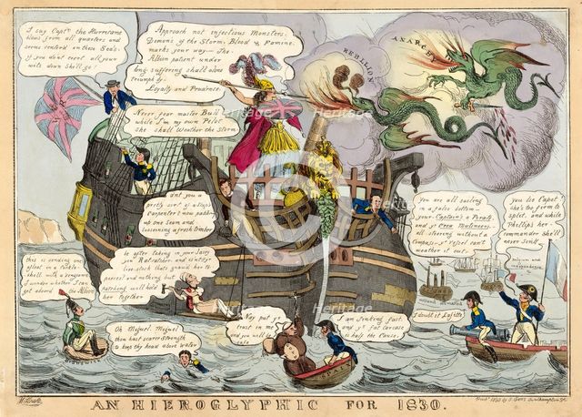 An Hieroglyphic for 1830, pub. 1830  (hand coloured engraving). Creator: William Heath (1795 - 1840).