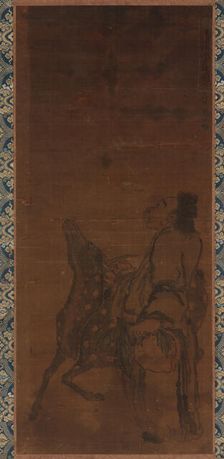 An Immortal and a deer looking at a dragon overhead, 1751. Creator: Tuan Shigen