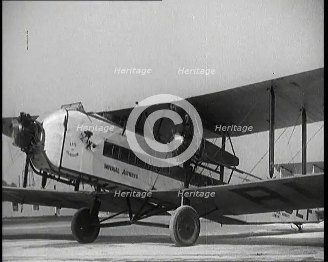 An Imperial Airways Aircraft Taxiing Along the Ground, 1920s. Creator: British Pathe Ltd.