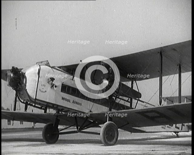 An Imperial Airways Aircraft Taxiing Along the Ground, 1920s. Creator: British Pathe Ltd.