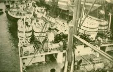 An Impressive Array of Boats Aboard the "Leviathan". c1930. Creator: Unknown