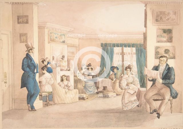An Interior at Hatton, Warwickshire, 1820-30. Creator: Attributed to Granddaughters of Dr. Samuel Parr.