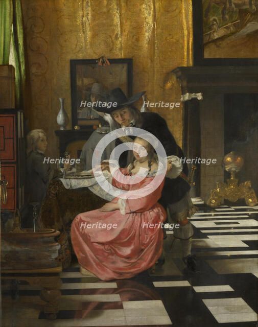 An Interior, with a Woman refusing a Glass of Wine, c. 1660. Artist: Dutch master  