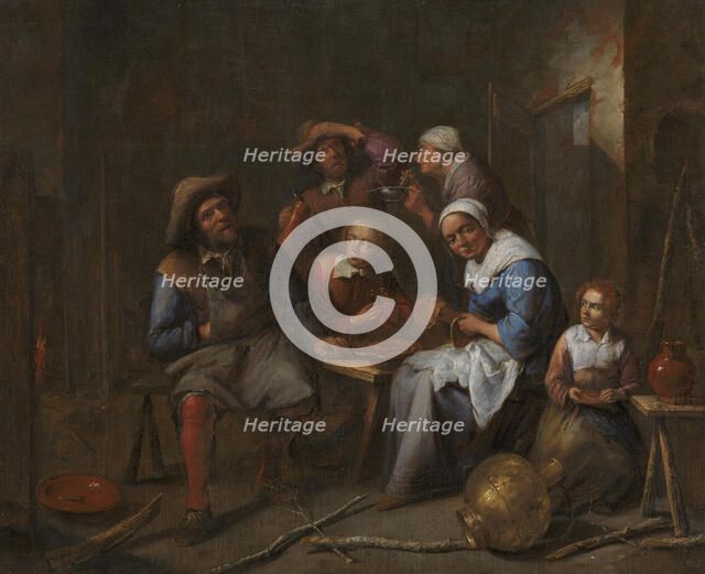 An Interior with Artisans and Peasants Eating and Drinking, 1640-1678. Creator: Gillis van Tilborgh the Younger.