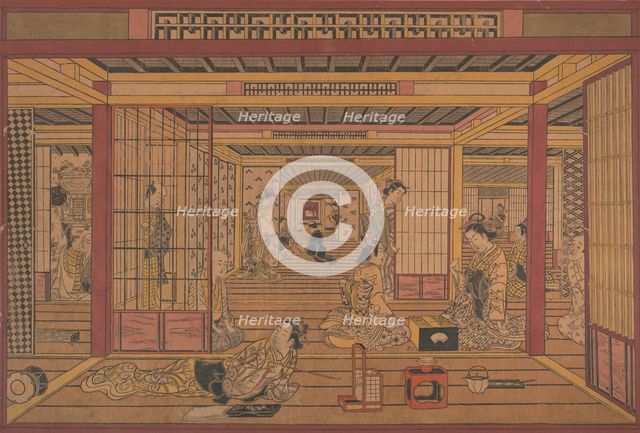 An Interior View in the Yoshiwara, ca. early 1740s. Creator: Torii Kiyotada.