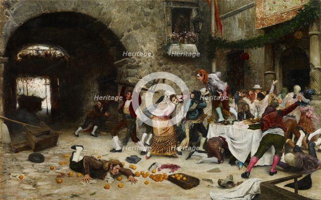 An Interrupted Banquet. Artist: Gárate y Clavero, Juan José (1870-1939)
