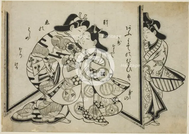 An Interrupted Embrace, c. 1685. Creator: Sugimura Jihei.