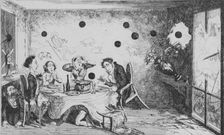 An Interrupted English Dinner Party at Paris c1849. Creator: George Cruikshank