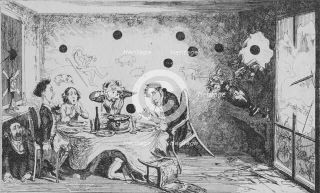 'An Interrupted English Dinner Party at Paris', c1849. Creator: George Cruikshank.