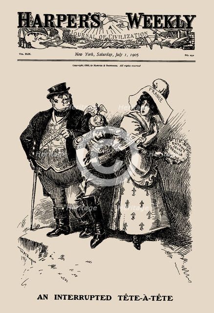 An Interrupted Tête-à-tête (Harper's Weekly), 1905. Creator: Rogers, William Allen (1854-1931).