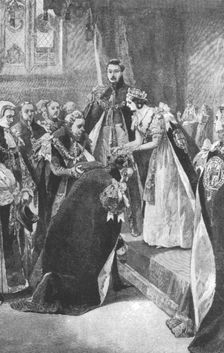 An Investiture of the Order of the Garter by Queen Victoria c1830s, (1901). Creator: Unknown