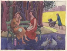An Incident in the Park 1952. Creator: Shirley Markham