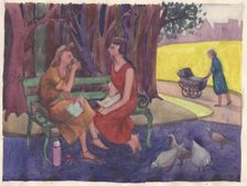 An Incident in the Park 1952. Creator: Shirley Markham