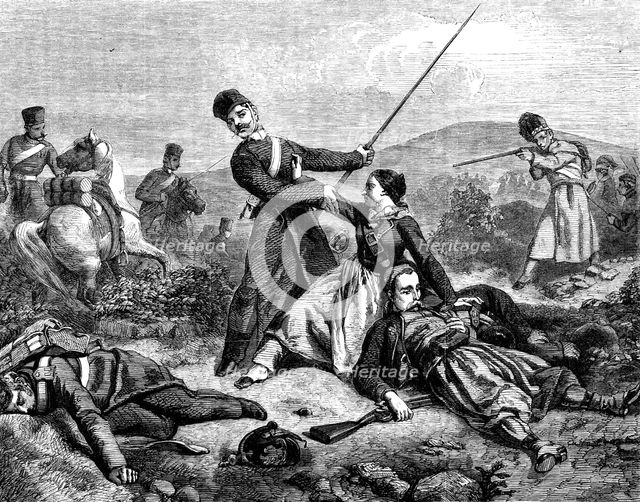 An Incident in the Present War - painted by Sovrieul, in the exhibition of pictures of the French Sc Creator: Unknown.
