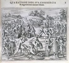 An Indian market near the port of Carthagena, America, 1595. Creator: Theodor de Bry