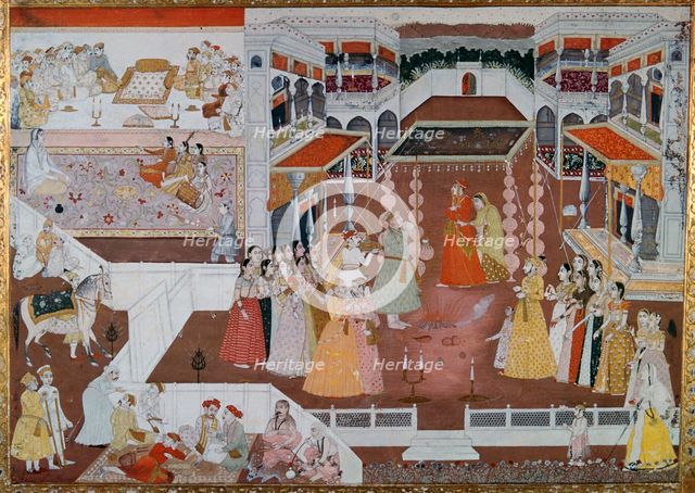 An Indian marriage painting from Lucknow, 18th century. Artist: Unknown