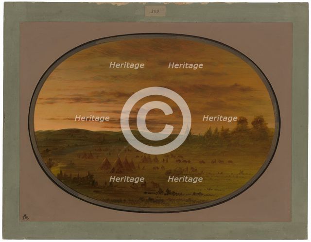 An Indian Encampment at Sunset, 1861/1869. Creator: George Catlin.