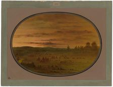 An Indian Encampment at Sunset, 1861/1869. Creator: George Catlin