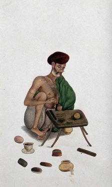 An Indian jeweller at work, (between 1800 and 1899?). Creator: Unknown