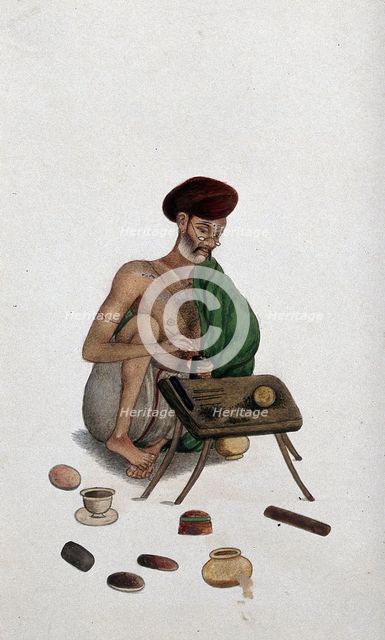 An Indian jeweller at work, (between 1800 and 1899?). Creator: Unknown.