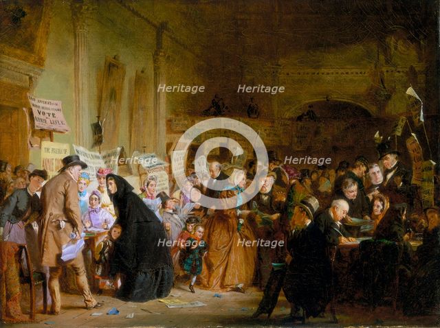 'An Infant Orphan Election at the London Tavern. 'Polling' ', 1865. Creator: George Elgar Hicks.