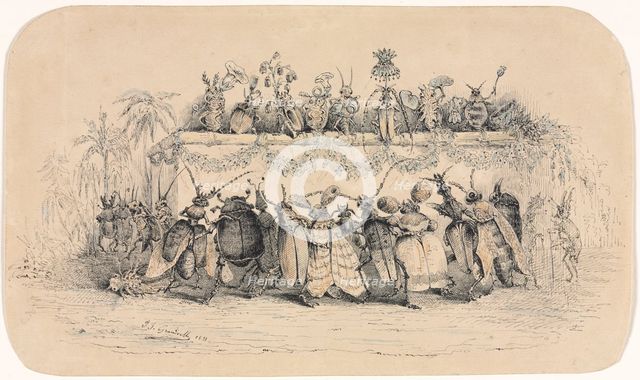 An Insect Ball, 1835. Creator: Jean-Jacques Grandville (French, 1803-1847).