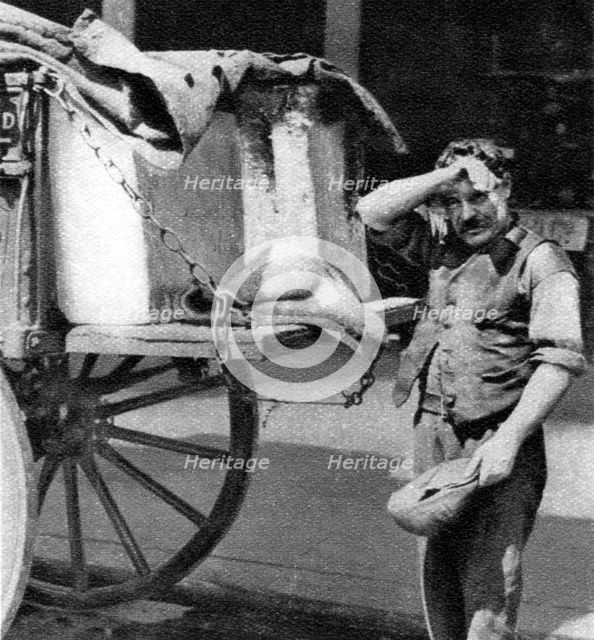 An ice man with his cart, London, 1926-1927. Artist: Unknown