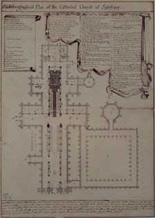 An Ichnographical Plan of the Cathedral Church of Salisbury, 1720-1780. Creator: Unknown