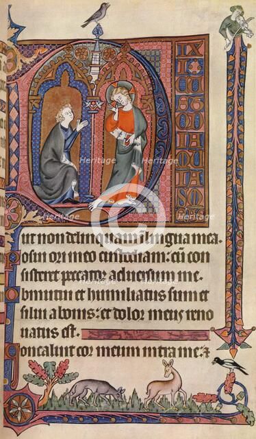 An illuminated page from the Vaux-Bardolf Psalter, c1310, (1937) Artist: Unknown