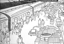 An illusttration of a 1930s railway station 1937
