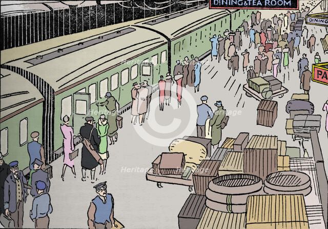 'An illusttration of a 1930s railway station', 1937. Artist: Unknown.