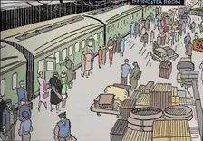 An illusttration of a 1930s railway station 1937
