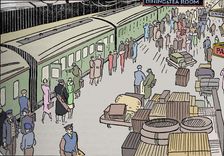 An illusttration of a 1930s railway station 1937