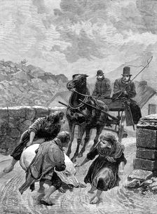 An Irish obstructionist: a sketch on the road, Connemara, 1880. Creator: Unknown