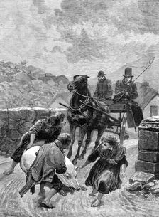 An Irish obstructionist: a sketch on the road, Connemara, 1880. Creator: Unknown