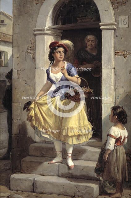 An Italian Woman in the Way to the Carnival, 1835-1873. Creator: Wilhelm Marstrand.