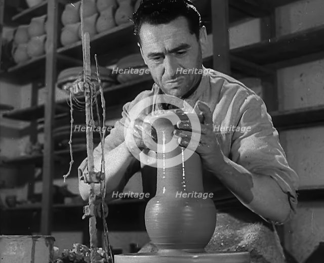 An Italian Worker Making Pottery, 1944. Creator: British Pathe Ltd.