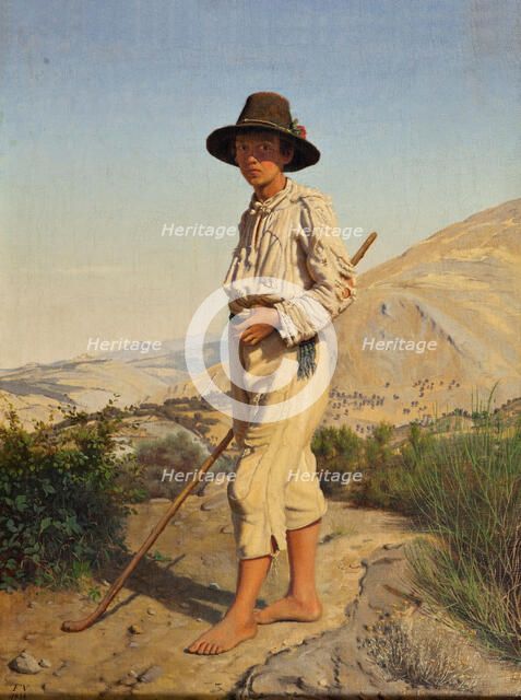 An Italian shepherd boy, 1856. Creator: Frederik Vermehren.