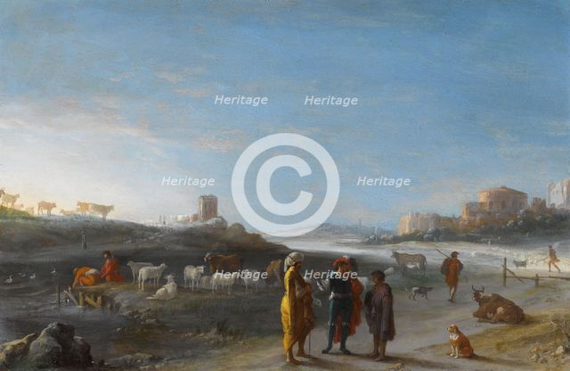 An Italianate Landscape with an Unidentified Subject from the Old Testament, c.1620-c.1627. Creator: Cornelis van Poelenburgh.