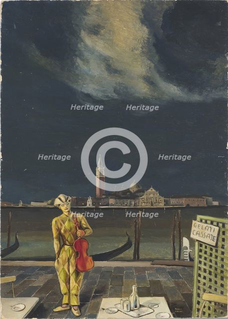An Itinerant Violinist in Venice, 1940. Creator: Martini, Alberto (1876-1954).