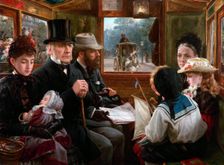 An Omnibus ride to Piccadilly Circus (Mr Gladstone travelling with ordinary passengers), 1885. Creator: Morgan, Alfred (1862-1904)