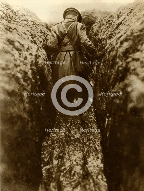 An officer in the trenches, France, First World War, 1916, (1935). Creator: Unknown.